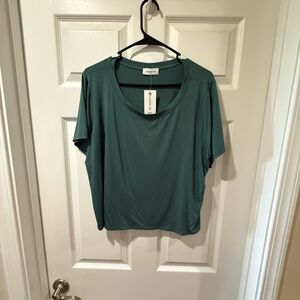 Allison Izu Green Boxy Short Sleeve Tee